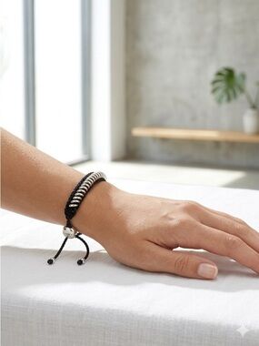 Links of London Sterling Silver & Black Woven Cord Friendship Bracelet